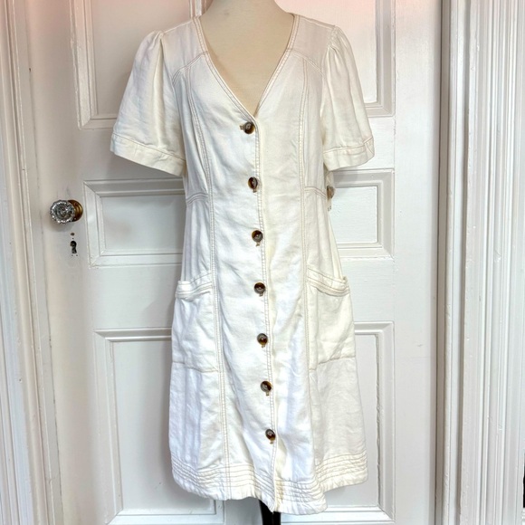 Pilcro and the Letterpress Women’s White Button-Front Mini Dress 8 Anthropologie - Picture 13 of 16